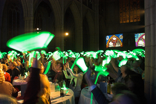 Plug-in Media's glow stick voting system at work